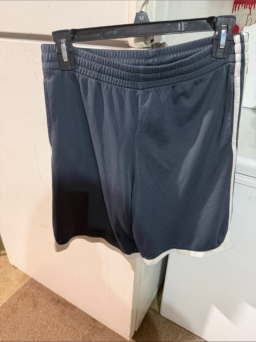 Kids Adidas Athletic Shorts in Dark Navy with White Trim